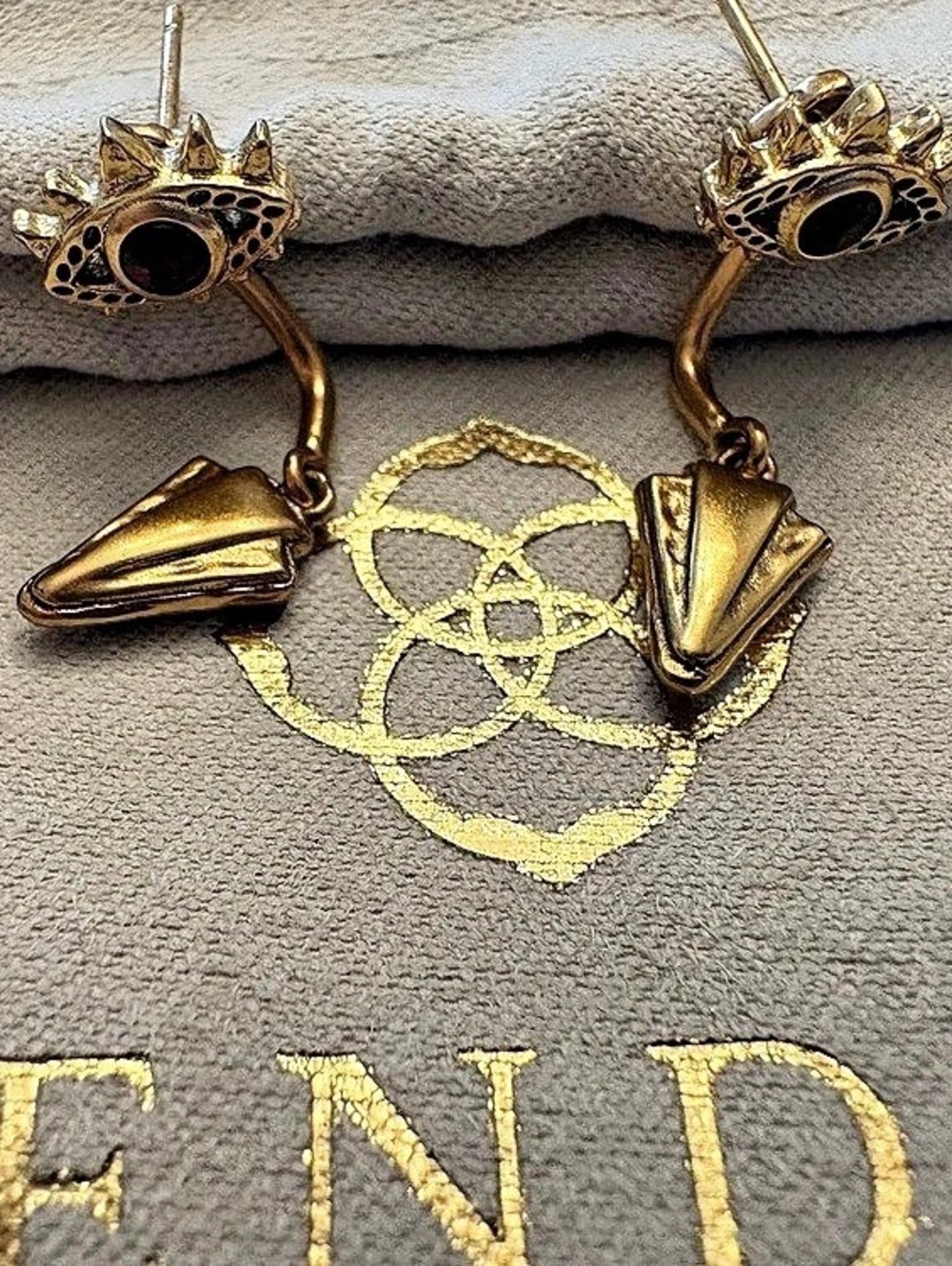 Kendra Scott Gemma Ear Jacket Earrings Gold Garnet Red Evil Eye